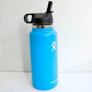 Hydro Flask W32BTS415 Wide Mouth Water Bottle with Straw Lid Pacific Blue 32 oz